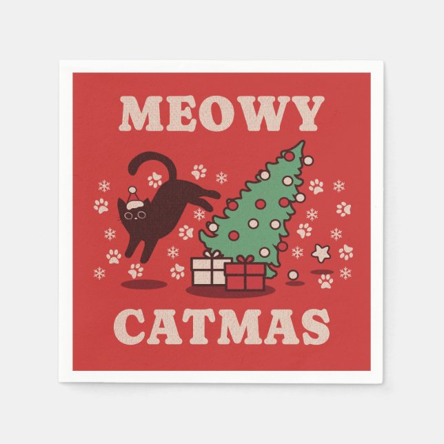 Meowy Catmas Serviette (Vorderseite)