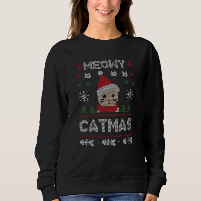 Meowy Catmas Ugly Christmas Sweater Sweatshirt (Vorderseite)