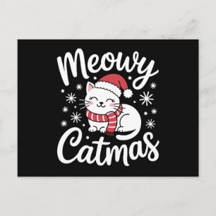 Meowy Catmas Weihnachten Katze Santa Hut Schal Xma