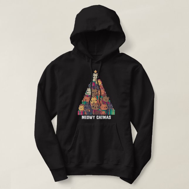 Meowy Catmas Weihnachtsbaum Xmas Kitten Kinder G Hoodie (Design vorne)