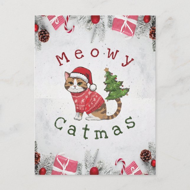 Meowy Catmas - Weihnachtskarten - Postkarten (Vorderseite)