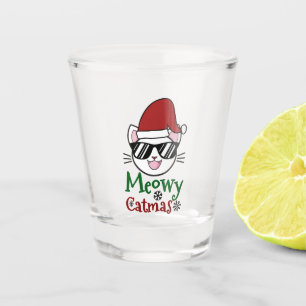 Meowy Catmas Weihnachtskatze mit Sonnenbrille Schnapsglas
