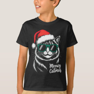 Meowy Catmas Weihnachtsmann Hut Katze Weihnachten T-Shirt