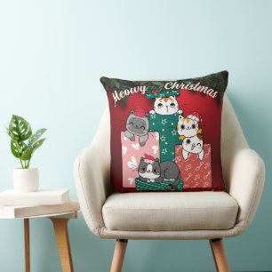 Meowy Catmast Niedliche Weihnachtskatzen Kissen