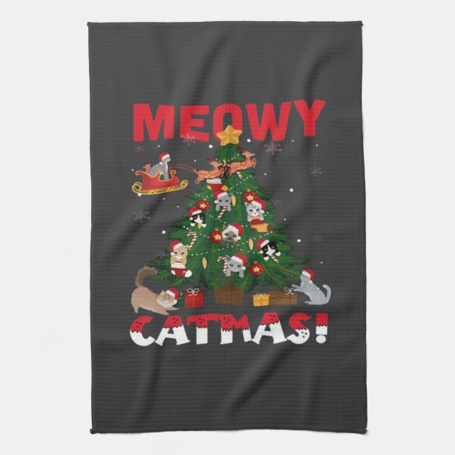 Meowy Chirstmas Geschirrtuch (Vertikal)
