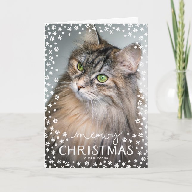 Meowy Christmas Amoureux des chats Holiday Carte p (Devant)