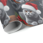 Meowy Christmas British Shorthair Santa Cat Geschenkpapier<br><div class="desc">Freuen Sie sich auf das "Meowy Christmas"-Design mit einer festlichen britischen Kurzhaarkatze, die in einer Weihnachtsmannmütze gespannt ist. Dieses skurrile und fröhliche Kunstwerk vereint den Weihnachtsgeist mit dem spielerischen Charme eines britischen Kurzhaars. Dieses Design ist perfekt für Katzenliebhaber und diejenigen, die den festlichen Geist der Festivalküche lieben, und verleiht Ihren...</div>