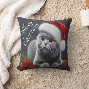 Meowy Christmas British Shorthair Santa Cat Kissen