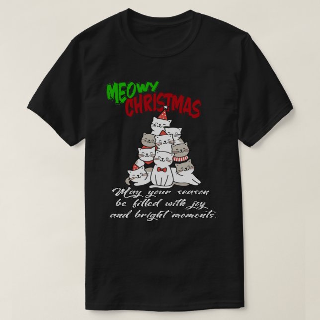 Meowy Christmas Cat – Cute Holiday Cat Lovers Tee (Design vorne)