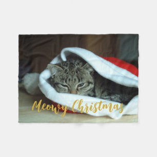 Meowy Christmas Cat Fleecedecke