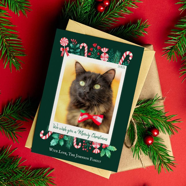 Meowy Christmas Cat Foto Weihnachten (Meowy Christmas Cat Photo Christmas Holiday Card)