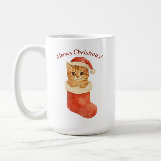 Meowy Christmas Cat Tasse - Weihnachtsgeschenk (Links)