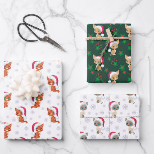Meowy Christmas Cat Themed Geschenkpapier Set