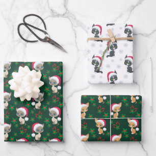 Meowy Christmas Cat Themed Geschenkpapier Set