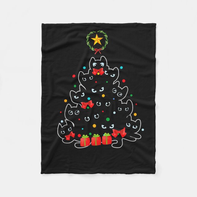 Meowy Christmas Cat Tree Kitty For Cat Lover  Fleecedecke (Vorderseite)