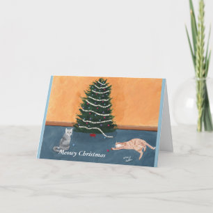 Meowy Christmas Cats sous les trois cartes de voeu