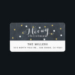 Meowy Christmas Chalkboard Cat Holiday Adresse Adressaufkleber<br><div class="desc">Dieses niedliche Weihnachtsaufenthaltslabel mit goldenen Sternen und weißem Katzengesicht auf schwarzem Chalkboard-Hintergrund zeichnet sich durch ein Imitat Weihnachtsbild aus. Personalisieren Sie Ihre Bedürfnisse. Mehr passende Produkte finden Sie in meinem Geschäft.</div>
