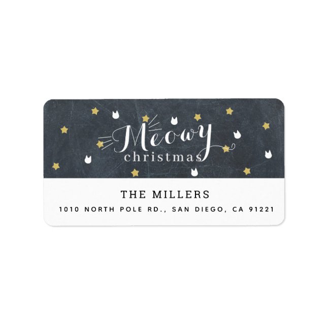 Meowy Christmas Chalkboard Cat Holiday Adresse Adressaufkleber (Vorne)