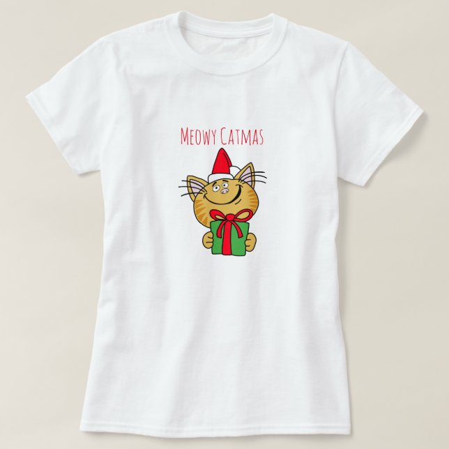 Meowy Christmas Chat Femme T-Shirt Basic (Design devant)