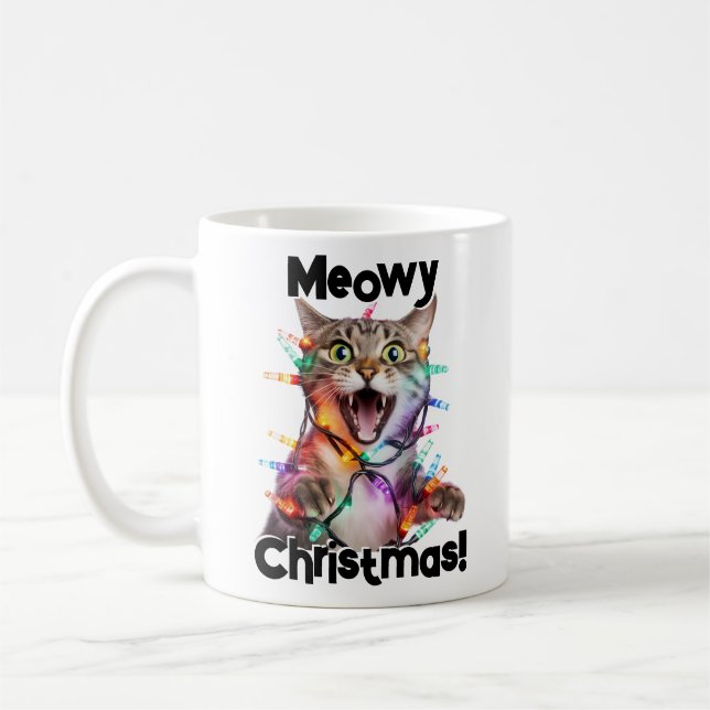 Meowy Christmas Chat Mug Drôle cadeau (Gauche)