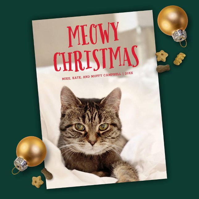 Meowy Christmas Cute Kitty Chat | Photo de vacance (Créateur téléchargé)