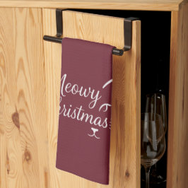 "Meowy Christmas" Elegantes Tiefkranberry-Geschenk Geschirrtuch