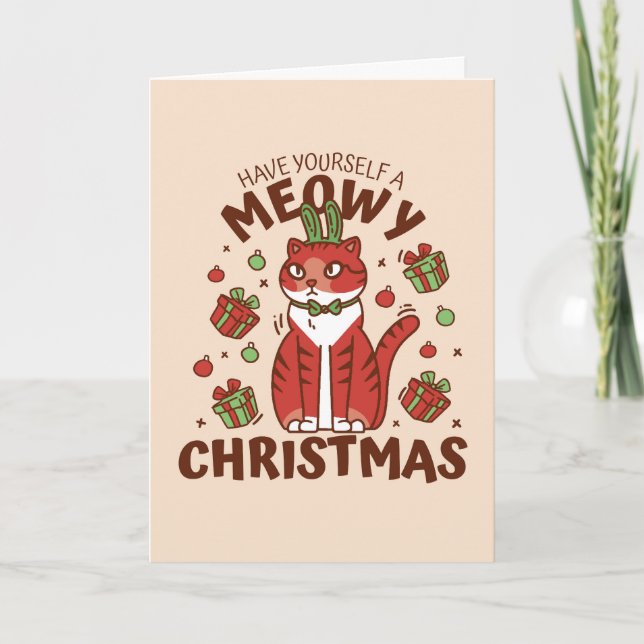 Meowy Christmas et une joyeuse carte de vacances d (Devant)