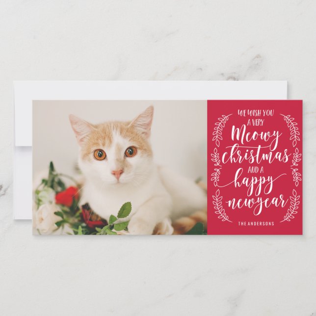 Meowy Christmas Feiertagskarte (Vorderseite)