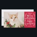 Meowy Christmas Feiertagskarte<br><div class="desc">Wünschen Sie Ihren Freunden und Ihrer Familie ein gemütliches Weihnachtsfest mit einer personalisierten Urlaubskarte mit dem Namen und dem Foto Ihrer Katze!</div>
