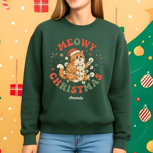 Meowy Christmas Funny Cat Christmas Sweatshirt (Von Creator hochgeladen)
