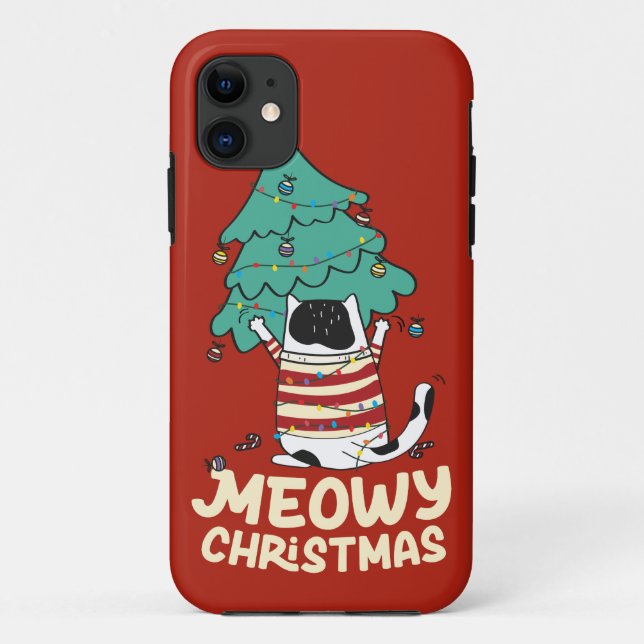 Meowy Christmas Funny Cat Lover Case-Mate iPhone Hülle (Rückseite)
