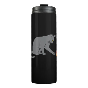Meowy Christmas Funny Gray Cat Thermosbecher