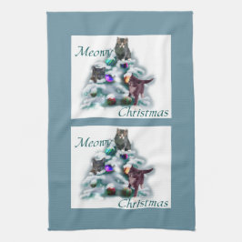 Meowy Christmas Geschirrtuch