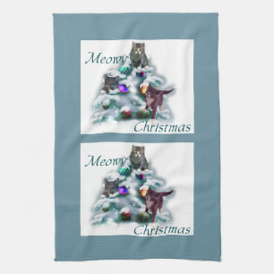 Meowy Christmas Geschirrtuch