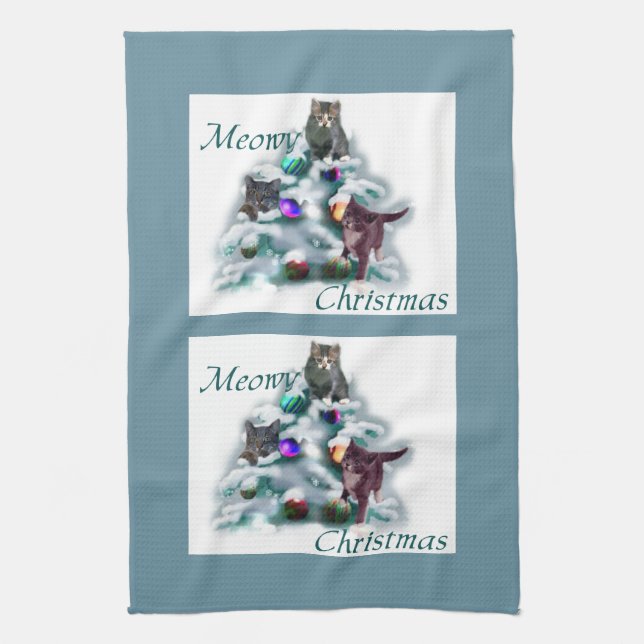 Meowy Christmas Geschirrtuch (Vertikal)