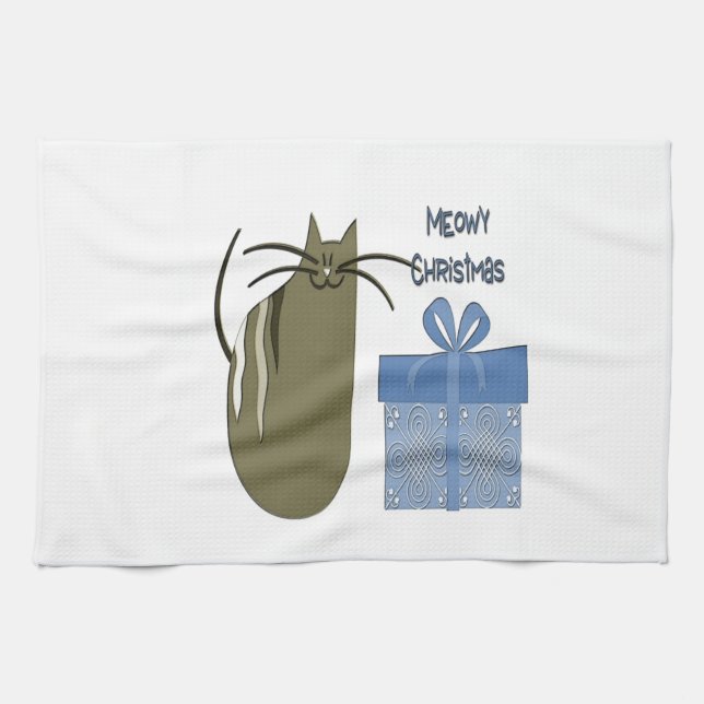 Meowy Christmas Geschirrtuch (Horizontal)