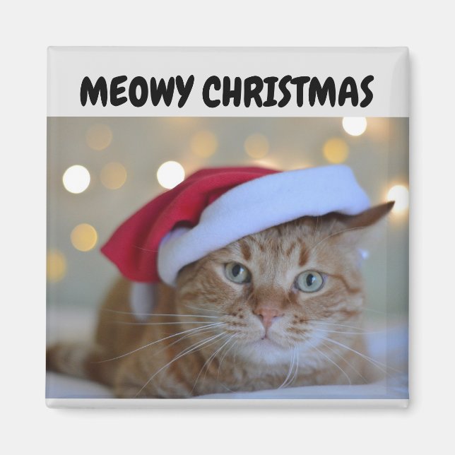 MEOWY CHRISTMAS GINGER CAT MAGNET (Vorne)