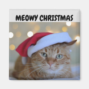 MEOWY CHRISTMAS GINGER CAT MAGNET
