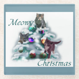 Meowy Christmas Glasuntersetzer