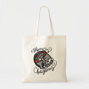 Meowy Christmas Gray Cat Art Tragetasche