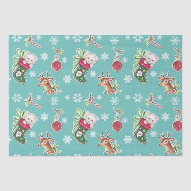 Meowy Christmas Happy Reindeer Seidenpapier (Vorderseite)