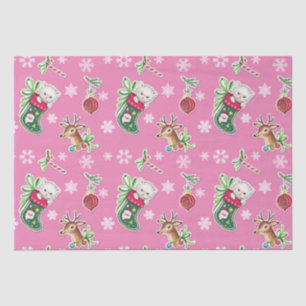 Meowy Christmas Happy Rentier auf Pink Seidenpapier