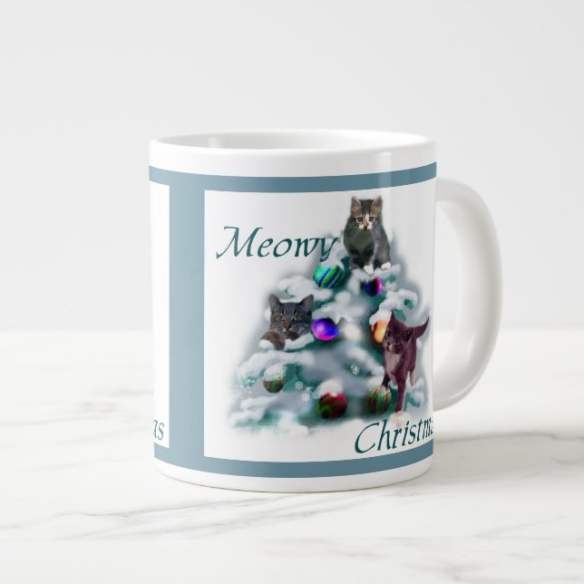 Meowy Christmas Jumbo-Tasse (Vorderseite Rechts)