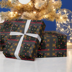 Meowy Christmas   Katzenliebhaber   Schwarzkatze Geschenkpapier