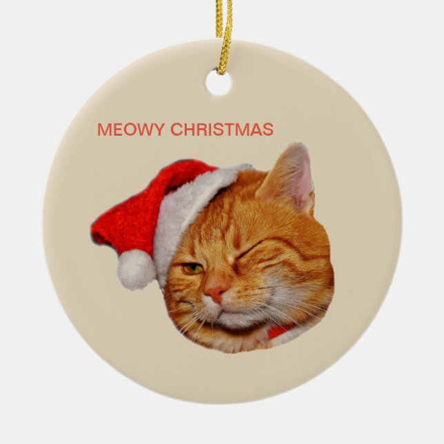 Meowy Christmas Keramik Ornament (Vorne)