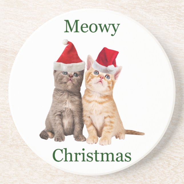 Meowy Christmas Kitten Dessous de verre (Devant)