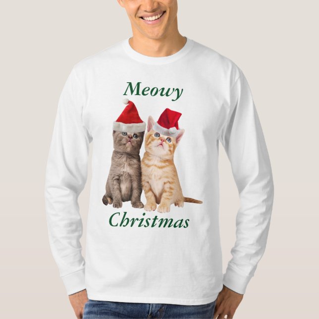 Meowy Christmas Kitten Mens Shirt (Vorderseite)