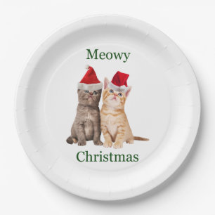 Meowy Christmas Kitten Paper Plate Pappteller