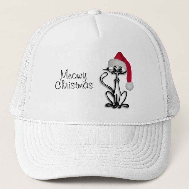 Meowy Christmas Kitty Cat Hat Truckerkappe (Vorderseite)