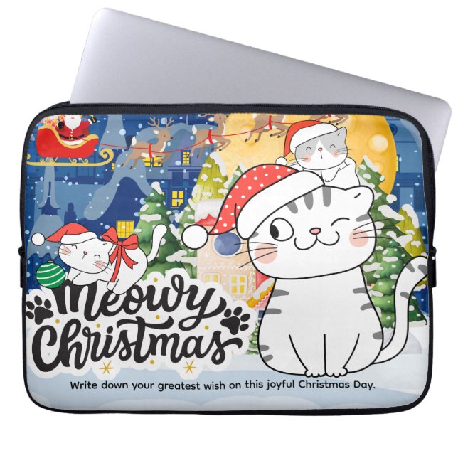 Meowy Christmas Laptopschutzhülle (Vorderseite)